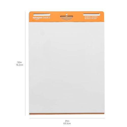 Amazon Basics Sticky Easel Pads for Presentations, 25 x 30 Inch, White, 2 Count