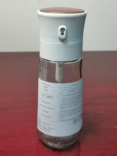 hoforife Glass Olive Oil Dispenser Bottle & Oil Sprayer Bottle 2 In 1 for Kitchen Cooking, Auto Flip Cap, 18oz White