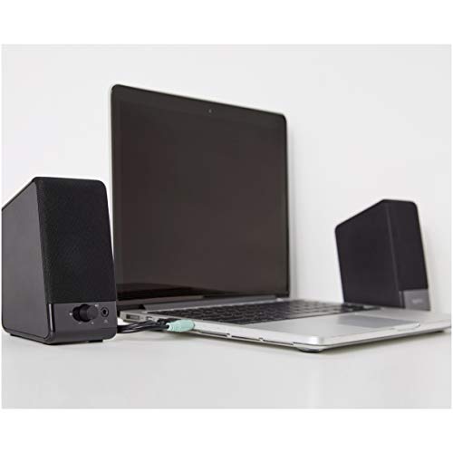 Amazon Basics USB-Powered Computer Speakers for Desktop or Laptop PC with Volume Control, Plug-N-Play, Black