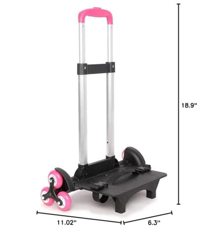Backpack Trolley - Wheeled Trolley Hand Aluminium Alloy Folding Trolley Cart for Backpack (Pink, 2 Wheels)