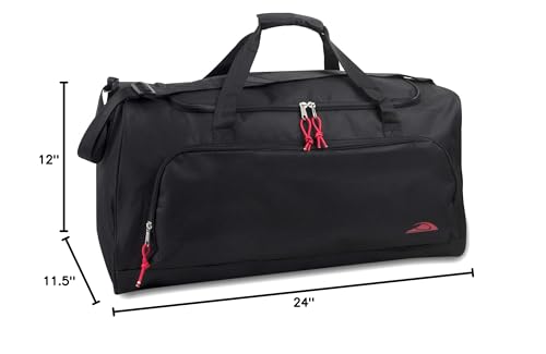 55 Liter, 24 Inch Lightweight Canvas Duffle Bags for Men & Women For Traveling, the Gym, and as Sports Equipment Bag/Organizer (Black 2)