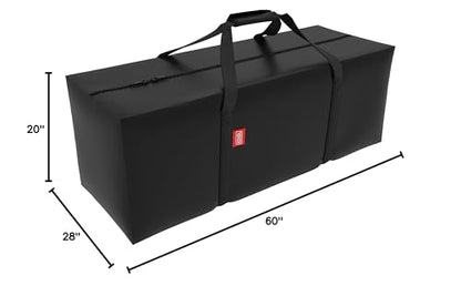 acoveritt Outdoor Rectangular Cushion/Cover Storage Bag, Protective Zippered Storage Bags with Handles, 60"X20"X28" Black