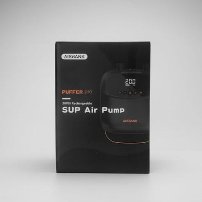 AIRBANK Paddle Board Pump Electric 20PSI The Puffer Pro, Portable SUP Pump, Dual-Stage Inflation & Auto-Off Air Pump for Stand up Paddle Boards, Kayak, Inflatables, Boats, Tent, Mattress, Kite Wings