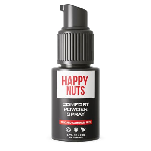 Happy Nuts Comfort Powder Spray: Anti Chafing Mens Deodorant, Aluminum-Free, Sweat & Odor Control for Jock Itch, Groin & Men's Private Parts 2.75 Ounce (Pack of 1), Original [Packaging May Vary]