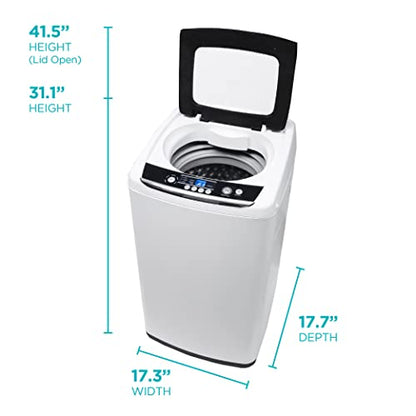 BLACK+DECKER 0.9 Cu. Ft. Portable Washer, 6.6 lb. Capacity Washing Machine for Homes & Apartments, 5 Wash Cycles, Quick Connect Sink Adapter and Drain Hose Included, Transparent Lid, BPWM09W, White