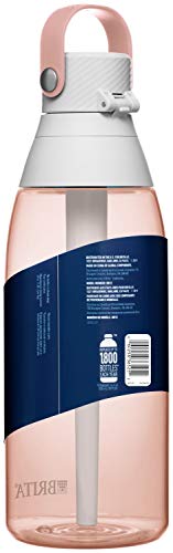Brita Hard-Sided Plastic Premium Filtering Water Bottle, BPA-Free, Reusable, Replaces 300 Plastic Water Bottles, Filter Lasts 2 Months or 40 Gallons, Includes 1 Filter, Blush - 26 oz