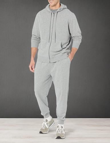 Amazon Essentials Men's Long-Sleeve French Terry Full-Zip Hoodie (Available in Big & Tall), Grey Heather, Large