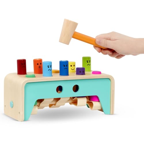 Battat – Wooden Hammer Toy for Kids, Toddlers – Pounding Bench with Pegs and Mallet – Colorful Developmental Toy – 1 Year + – Pound & Count Bench