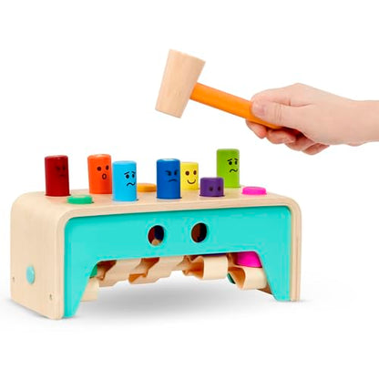 Battat – Wooden Hammer Toy for Kids, Toddlers – Pounding Bench with Pegs and Mallet – Colorful Developmental Toy – 1 Year + – Pound & Count Bench
