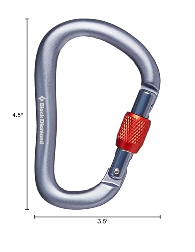 BLACK DIAMOND Rocklock Screwgate Locking Carabiner for Rock Climbing, Mountaineering, Rappelling, Work, Gray