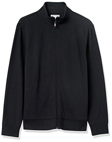 Amazon Essentials Men's Zip Up Sweatshirt, Lightweight French Terry, Mock Neck, Black, Medium