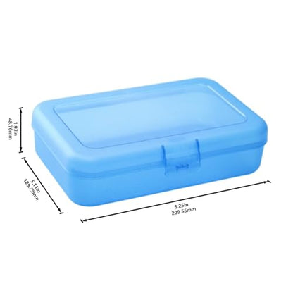 Amazon Basics 4-Pack Large Pencil Cases - Durable Plastic School Supply Pencil Box - Multi-Color Student Organization Cases for Office, College & Classroom Supplies