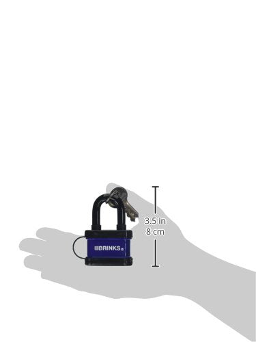 BRINKS - 40mm Laminated Steel Weather Resistant Padlock - Vinyl Wrapped and Chrome Plated with Hardened Steel Shackle(Color May Vary)