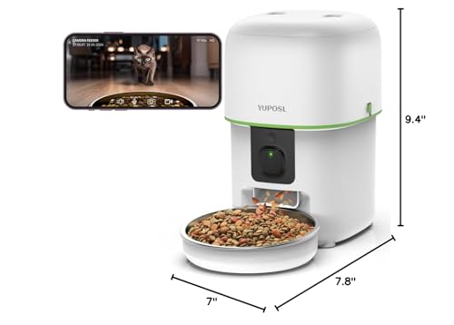 Automatic Cat Feeder with Camera - 5G WiFi Auto Cat Food Dispenser, 1080P HD Video with Night Vision, 1-15 Meals, 1-99 Portions, 2-Way Audio, Keeps Food Fresh, Timed Pet Feeder Also for Dogs