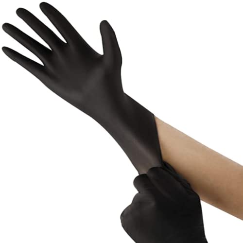 AGAG Black Nitrile Disposable Gloves 100 PCs 5mil Latex Free Ultra Strong Nitrile Gloves, Industrial, Food Safe (X-Large)
