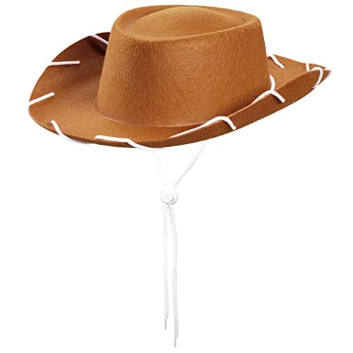 Brown Felt Kids Cowboy Hat - (pack Of 2) Western-themed Children's Cosplay Costume Accessory Prop For Party Favor Supplies, Toddler Cowboy Hat For Playing Dress-up Costume For Young Boys And Girls