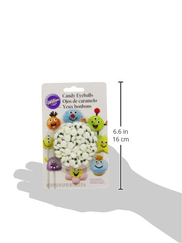 Wilton Edible Candy Eyeball Sprinkles, Small Edible Googly Eyes for Decorating Cupcakes, Cookies & Halloween Treats, Black and White, 0.88 oz