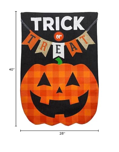 Briarwood Lane Trick Or Treat Pumpkin Burlap Halloween House Flag 28" x 40"