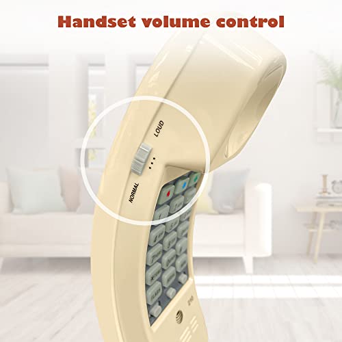 AT&T TRIMLINE 210 Corded Home Phone, No AC Power Required, Improved Easy-Wall-Mount, Lighted Big Button Keypad, 13 SpeedDial Keys, Last Number Redial, Mute, Flash, Volume Control, Beige