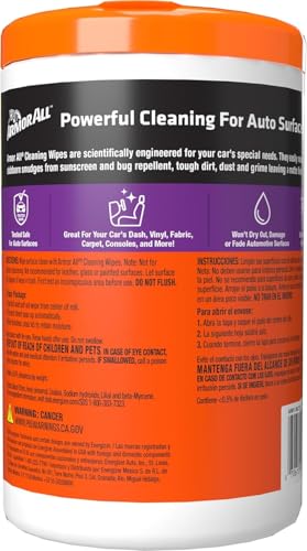 Armor All® Car Cleaning Wipes - 90 Count, Safely Cleans Interior Surfaces, Removes Tough Dirt, Matte Finish, Disposable and Convenient