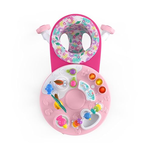 Bright Starts Around We Go 2-in-1 Baby Walker, Discovery Activity Center and Table, Tropic Coral, Ages 6 Months+