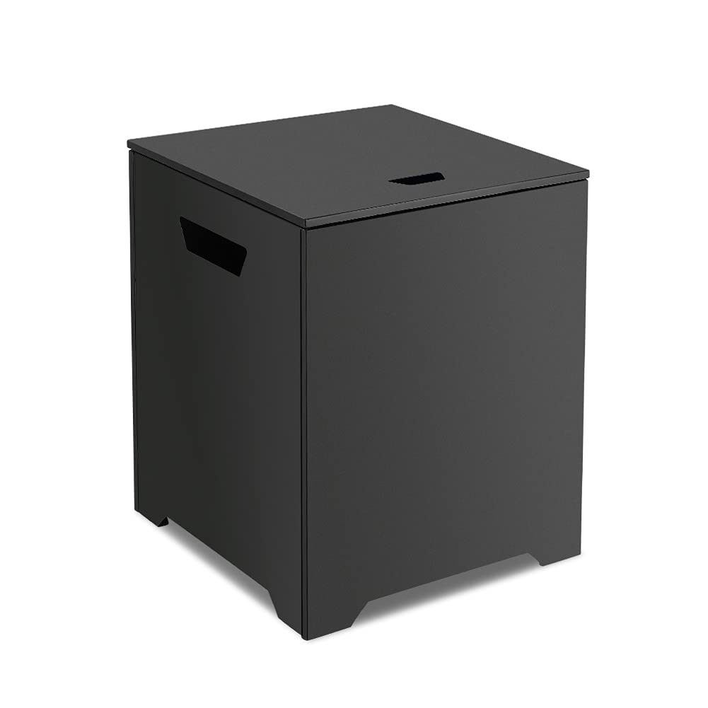 CAMPLUX Propane Tank Cover Table, 20 LB Propane Tank Storage Box, Stainless Steel 15.7” Outdoor Cylinder Hideaway Table for Gas Fire Pit and Gas Griddle, Black