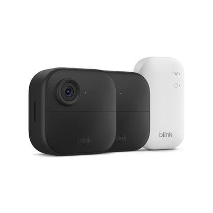 Blink Outdoor 4 (newest model) – Wireless smart security camera, two-year battery life, 1080p HD day and infrared night live view, two-way talk. Sync Module Core included – 2 camera system