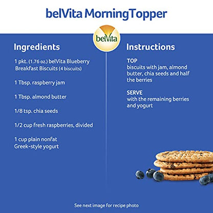 belVita Blueberry Breakfast Biscuits, Value Pack, School Snacks, 12 Packs (4 Biscuits Per Pack)