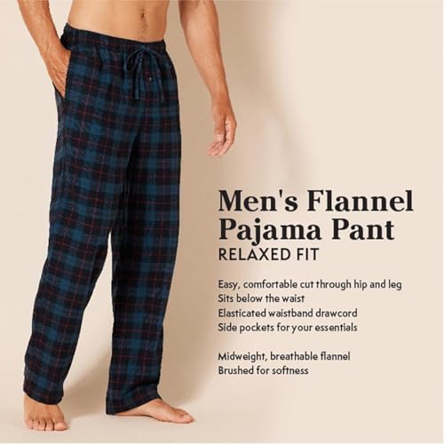 Amazon Essentials Men's Breathable Flannel Pajama Pant (Available in Big & Tall), Burgundy Orange White Plaid, Large