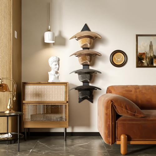 HYDERMUS Hat Organizer for 10 Baseball Caps and 3 Cowboy Hat Cowboy Hat Rack for Wall with Solid Wood Arrow Hat Storage Cowgirl Hat Hanger Closet Storage and Organizer Black