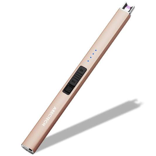 ARECTECH Electric Candle Lighter with Type-C Cable Birthday Gift for Man Women Wife Rechargeable Plasma Arc Lighters for Candle Camping Kitchen Stove Gold