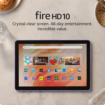 Amazon Fire HD 10 tablet (newest model) built for relaxation, 10.1" vibrant Full HD screen, octa-core processor, 3 GB RAM, 32 GB, Lilac