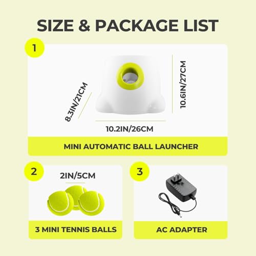 AFP Automatic Ball Launcher for Dogs Interactive Puppy Pet Ball Indoor Thrower Fetch Machine, 3 Balls Included (2 inch) for Small to Medium Dogs