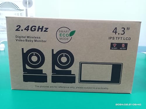 Blemil Baby Monitor with 2 Cameras and Audio, 4.3'' IPS Split-Screen Monitor with 29-Hour Battery, 1000ft Range Pan-Tilt-Zoom Video Baby Monitor No WiFi, 2X Zoom