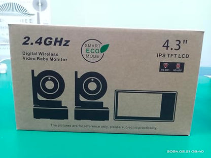 Blemil Baby Monitor with 2 Cameras and Audio, 4.3'' IPS Split-Screen Monitor with 29-Hour Battery, 1000ft Range Pan-Tilt-Zoom Video Baby Monitor No WiFi, 2X Zoom