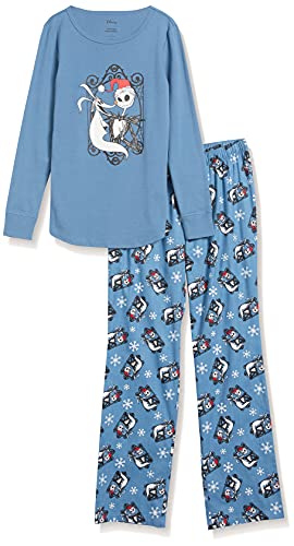 Amazon Essentials Disney | Marvel | Star Wars Women's Flannel Pajama Sleep Sets, Nightmare Santa Jack - Womens, Large