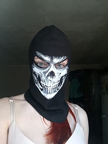 AXBXCX Scary Skeleton Skull Balaclava Ghost Death Face Mask Headwear Protection for Motorcycle Cycling Skiing Snowboarding Cosplay Costume Halloween Party Winter Summer Black Grim03