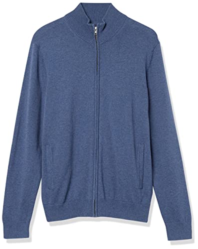 Amazon Essentials Men's Full-Zip Cotton Sweater, Blue Heather, XX-Large