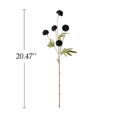 Artificial Kiku Flower - 5 Pcs Fake Pompon Mums Silk Small Chrysanthemum Faux Ball Fall Flower Stem Decor for Halloween Wedding Filler DIY Bouquet Centerpieces Arrangements Shower(Black)