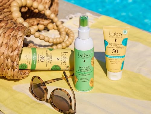 Babo Botanicals Sheer Zinc Continuous Sunscreen Spray SPF30 - Natural Zinc Oxide - Extra Sensitive Skin - Water Resistant - Vegan - Fragrance-Free - Air-Powered Spray - For all ages