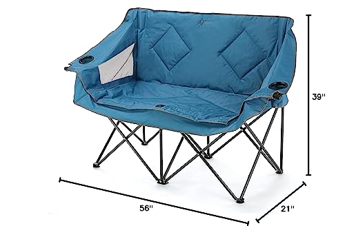 ARROWHEAD OUTDOOR Portable Folding Double Duo Camping Chair Loveseat w/ 2 Cup & Wine Glass Holder, Heavy-Duty Carrying Bag, Padded Seats & Armrests, Supports up to 500lbs, USA-Based Support