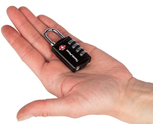 5 Pack TSA Luggage Locks with 4 Digit Combination – Heavy Duty Set Your Own Padlocks for Travel, Baggage, Suitcases & Backpacks - Black