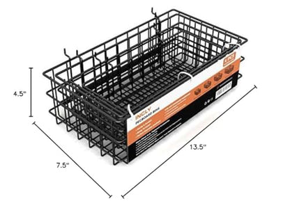 INCLY 4 Pack Pegboard Baskets Bins Set, 4 Size Square Style Black Metal Wire Basket for Any Peg Board Organizing Tools, Pegboard Accessories for Workbench Garage Wall Storage Attachments