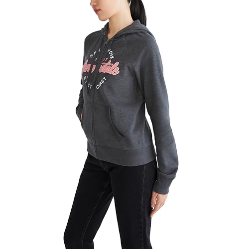 AEROPOSTALE Women's Aero Logo Full Zip Hoodie-Circle/Scripts, Light Heather Grey, Large