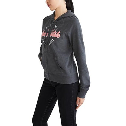 AEROPOSTALE Women's Aero Logo Full Zip Hoodie-Circle/Scripts, Light Heather Grey, Large
