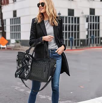 Women Skull Tote Bag Revit Studded Handbag Pu Leather Purse and Wallet Scarf 3Pcs Set