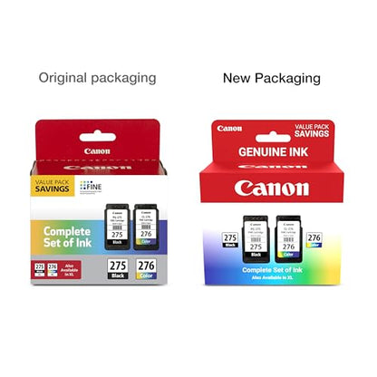 Canon PG-275 / CL-276 Genuine Ink Value Pack (2 Cartridges), Compatible with TS3520/3522/4722/3720/3722, TR4720