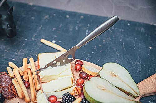 BOSKA Stainless Steel Cheese Knife - Copenhagen Nr.2 For All Types of Cheese - Multi-Functional Cheese Slicer - Handheld Slicer - Silver Non-Stick - Dishwasher Safe - For Kitchen Cooking