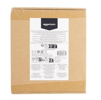 Amazon Basics 150-Pack AA Alkaline Industrial Batteries, 1.5 Volt, 5-10 Year Shelf Life