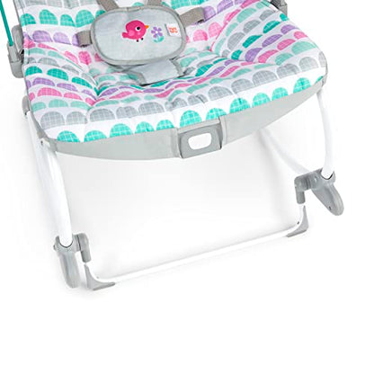 Bright Starts Rosy Rainbow Infant to Toddler Rocker with Vibrations, Baby Seat for Girl or Boy, Newborn +